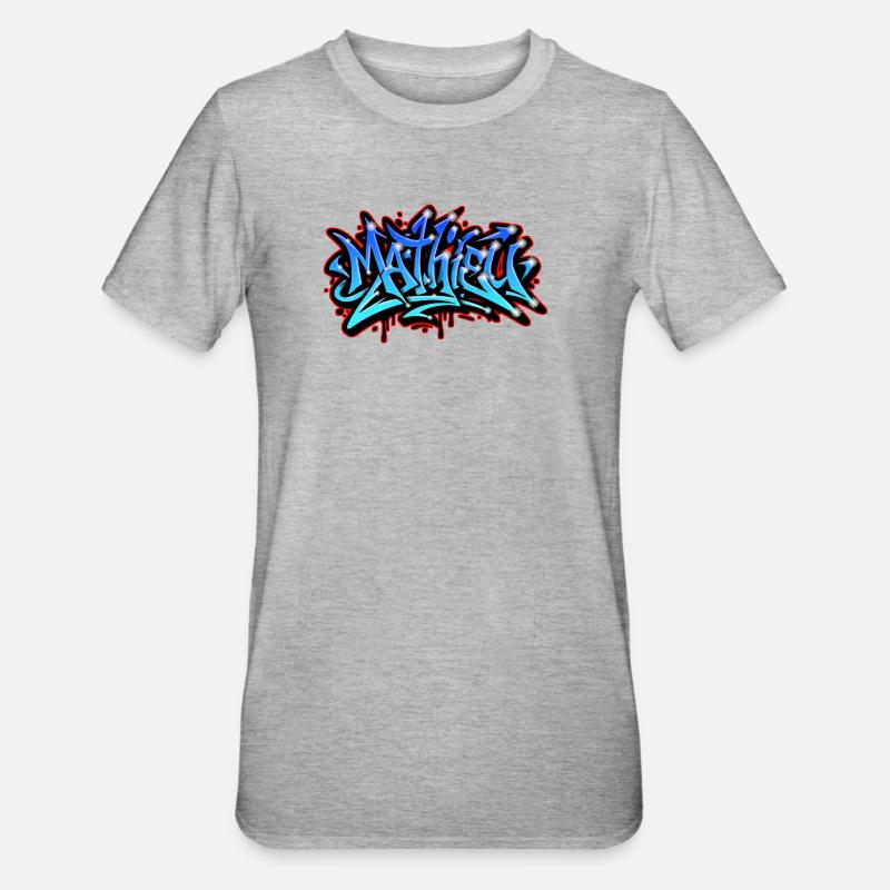 Mathieu Graffiti Neon imprimable sur textile  - T-shirt polycoton Unisexe - gris chiné