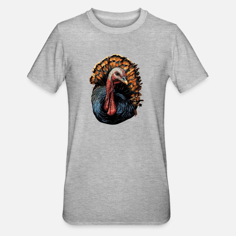 Dinde Poules Oiseaux Dinde - T-shirt polycoton Unisexe - gris chiné