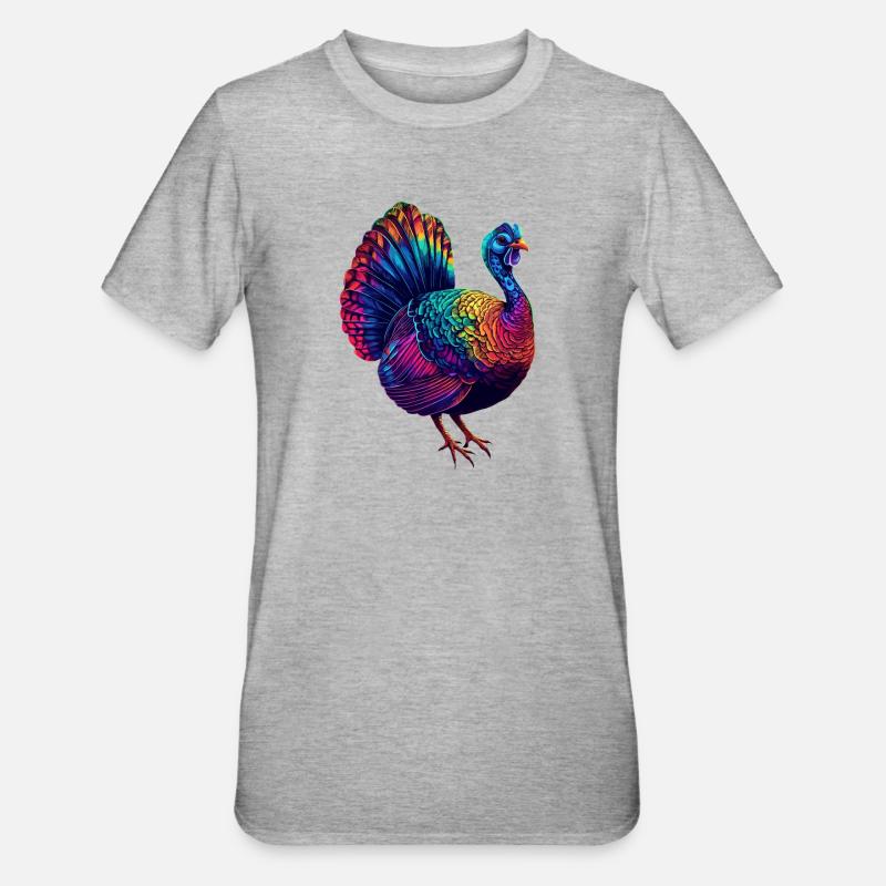 Dinde Poules Oiseaux Dinde - T-shirt polycoton Unisexe - gris chiné