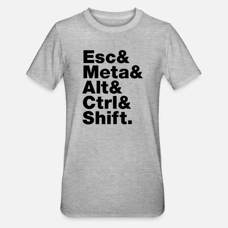 Esc & Meta & Alt & Ctrl & Shift - T-shirt polycoton Unisexe - gris chiné
