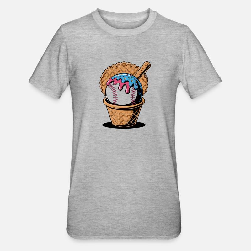 Baseball Eiscreme In Waffel Mit Schläger - Unisex Polycotton T-Shirt - Grau meliert