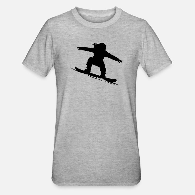 Snowboarder Silhouette - Farbe variabel - Unisex Polycotton T-Shirt - Grau meliert