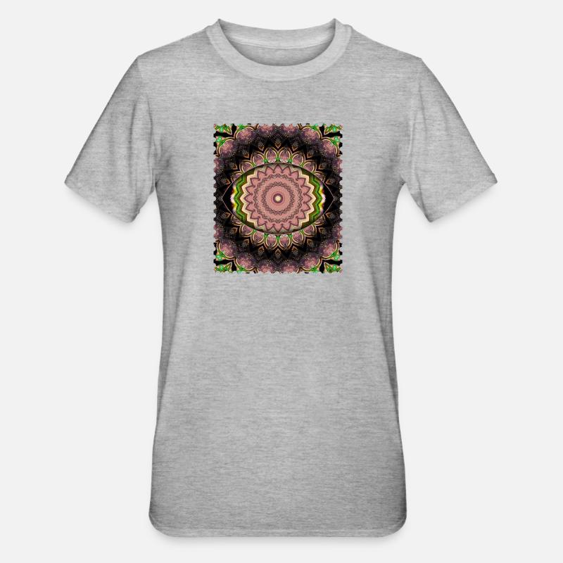 Cascade de Fleurs de Mandala - T-shirt polycoton Unisexe - gris chiné