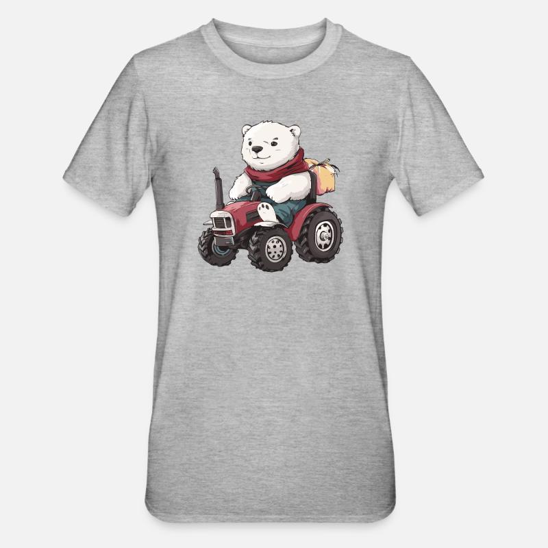 Eisbär Traktor Farmer - Unisex Polycotton T-Shirt - Grau meliert