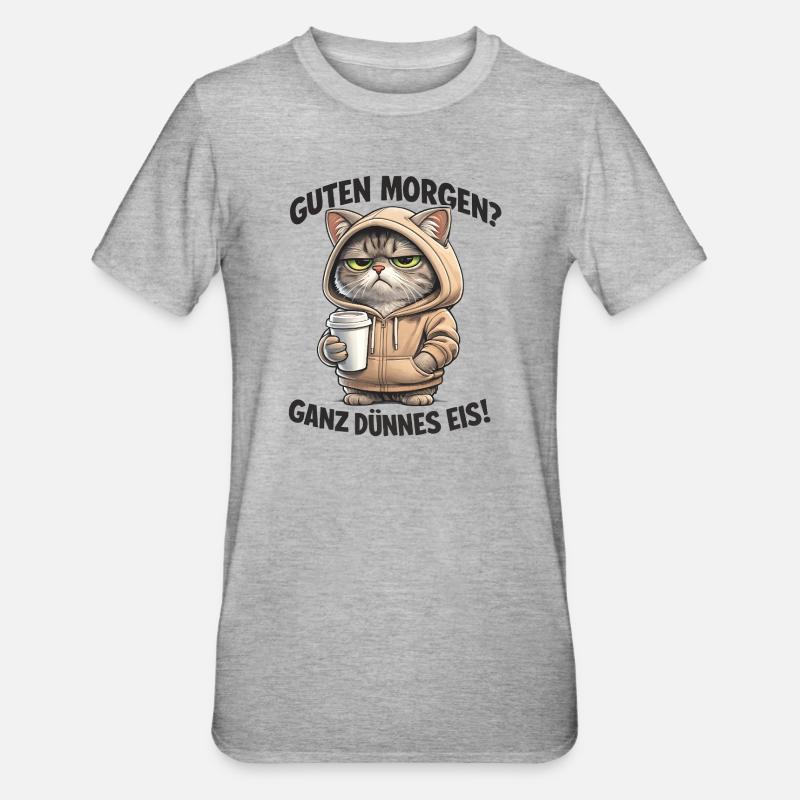 Sweat à capuche Cat Cafe Morning Pull - T-shirt polycoton Unisexe - gris chiné