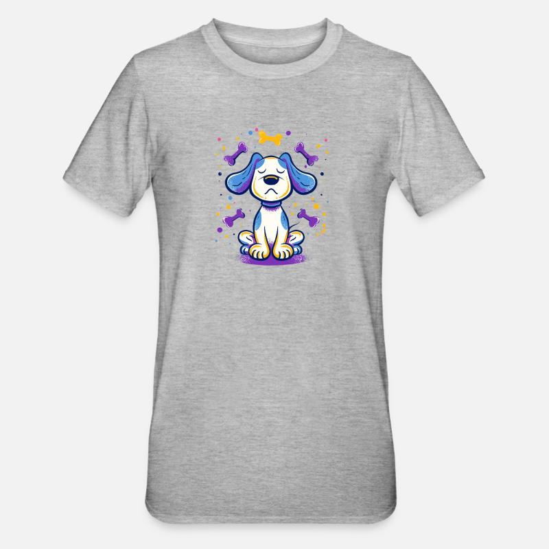 Stolzer Welpe Knochen-Accent - Unisex Polycotton T-Shirt - Grau meliert