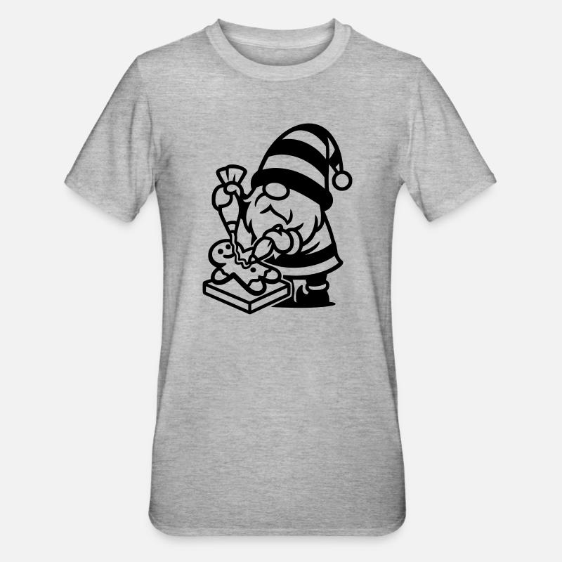 Gingerbread Baking Gnome - Unisex Polycotton T-Shirt - heather grey