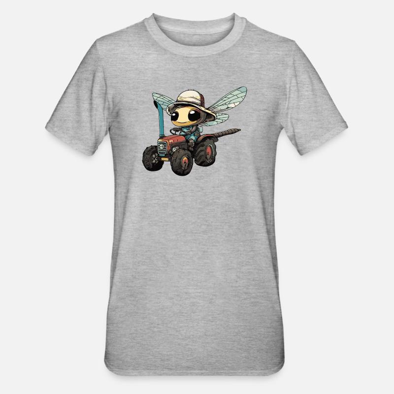 Exploitant de tracteurs libellules - T-shirt polycoton Unisexe - gris chiné
