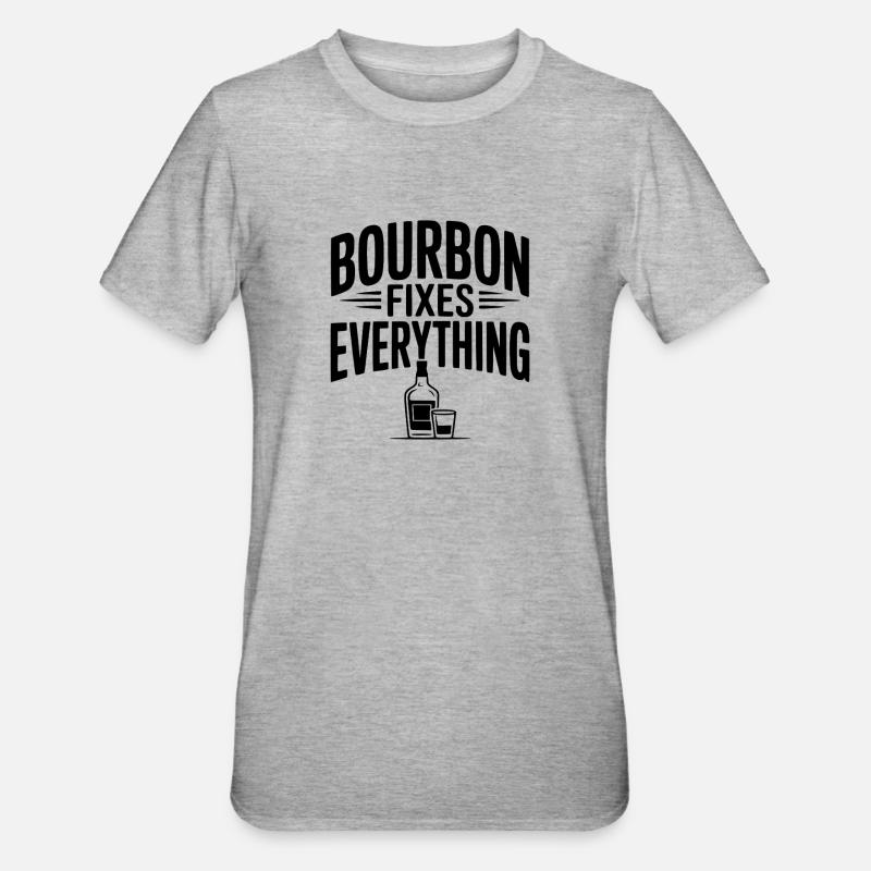 Bourbon Fixes Everything - Unisex Polycotton T-Shirt - heather grey