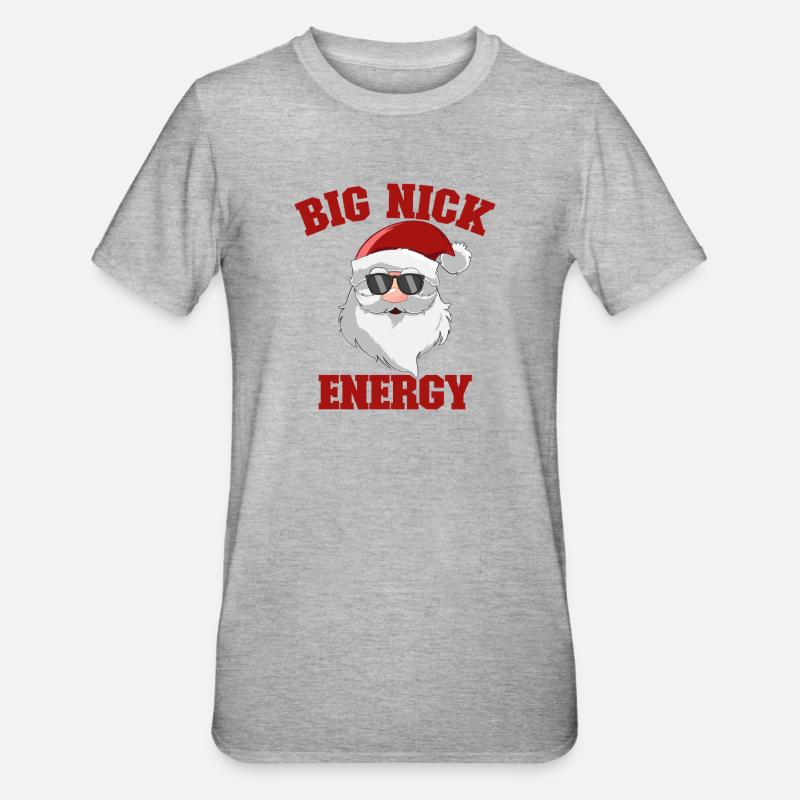Père Noël, Joyeux Noël, Big Nick-E - T-shirt polycoton Unisexe - gris chiné