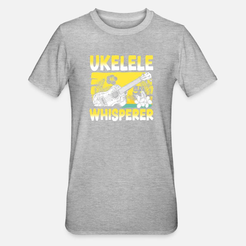 Ukulélé hawaïen ukélé ukulélé - T-shirt polycoton Unisexe - gris chiné