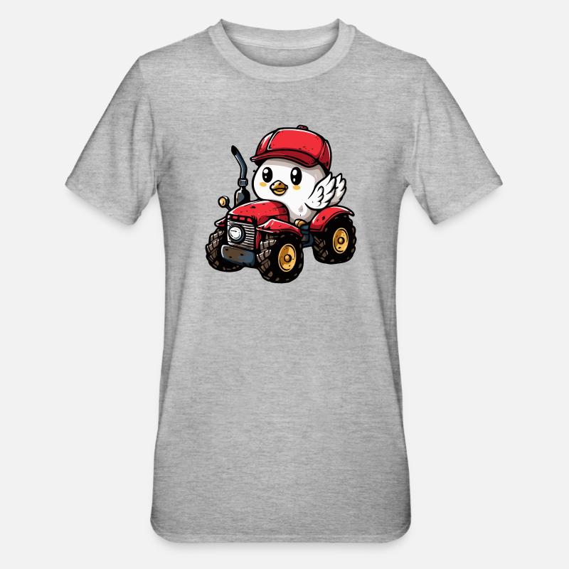 Taube Vogel Traktor Farmer - Unisex Polycotton T-Shirt - Grau meliert