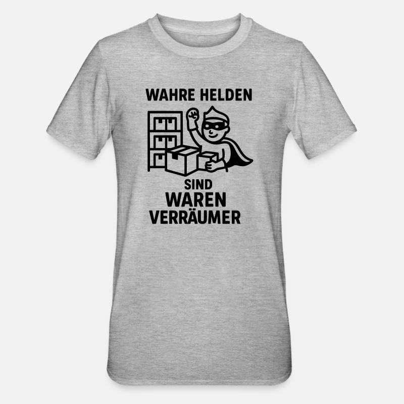waren verräumer helden - Unisex Polycotton T-Shirt - Grau meliert