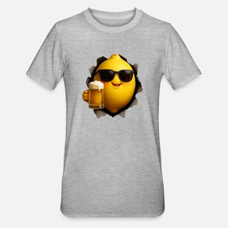 Zitrone Bier Lemon - Unisex Polycotton T-Shirt - Grau meliert