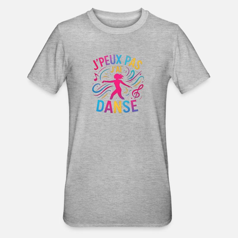 I Can't I Danced — Buntes Glitzern - Unisex Polycotton T-Shirt - Grau meliert