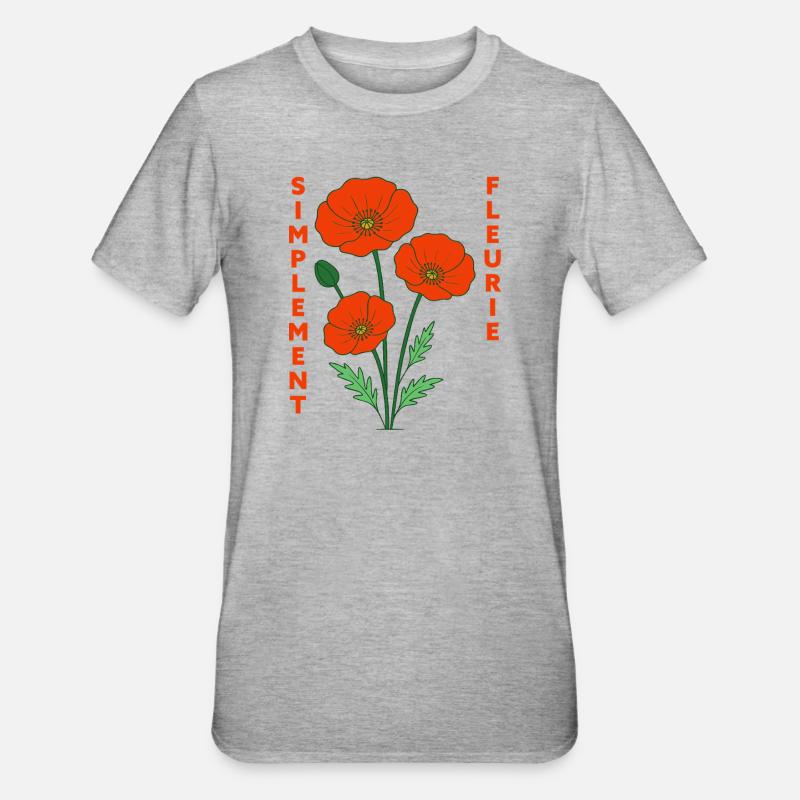 Simplement fleurie - Illustration florale rétro - T-shirt polycoton Unisexe - gris chiné