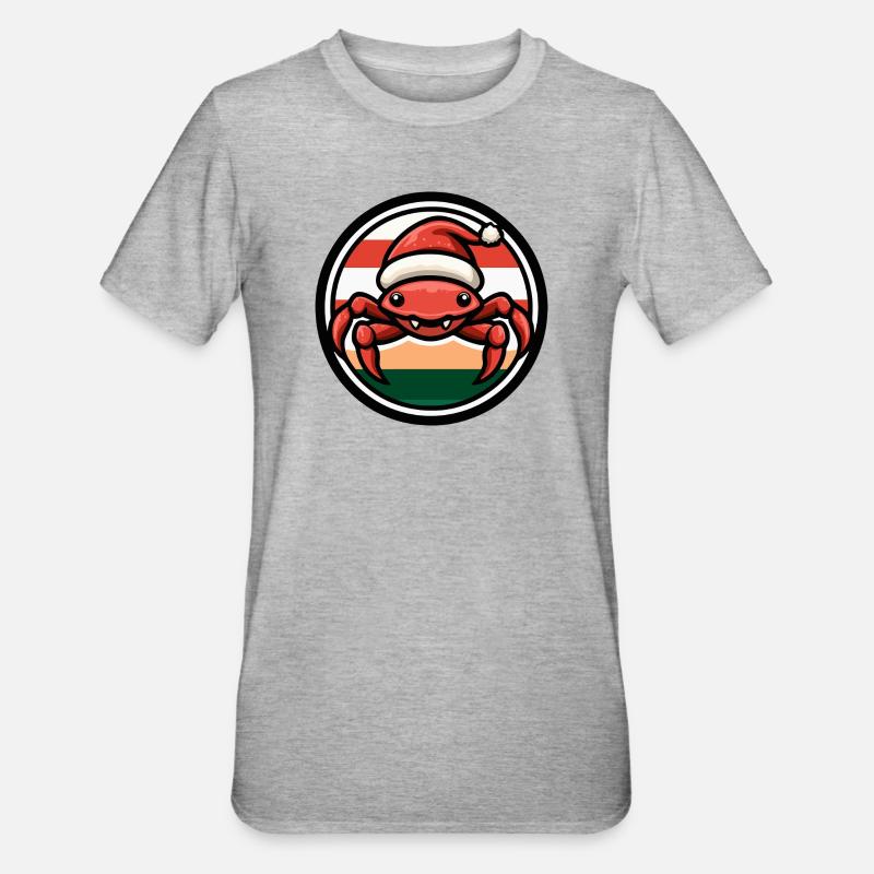 Weihnachtskrabbe im Feststil - Unisex Polycotton T-Shirt - Grau meliert