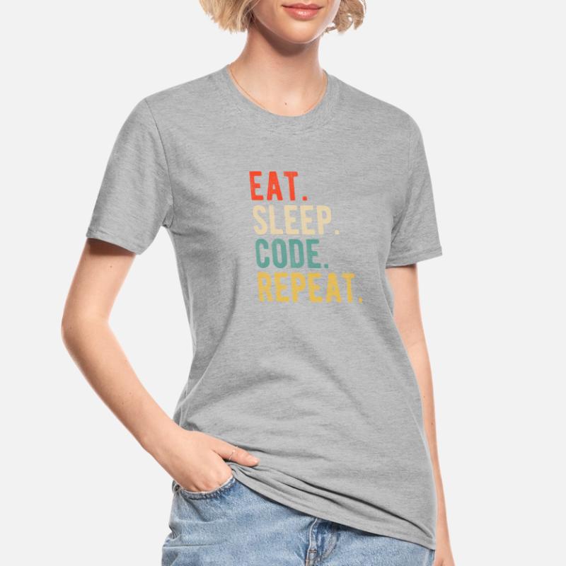 Eat Sleep Code Repeat Programmierer Nerd Retro Unisex Polycotton T-Shirt