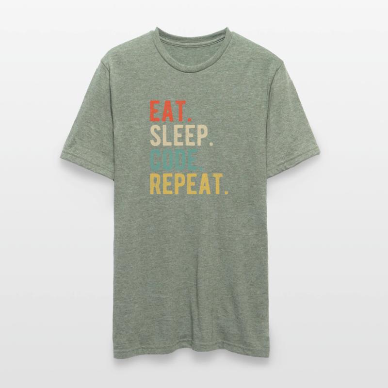 Eat Sleep Code Repeat Programmer Nerd Retro Unisex Polycotton T-Shirt