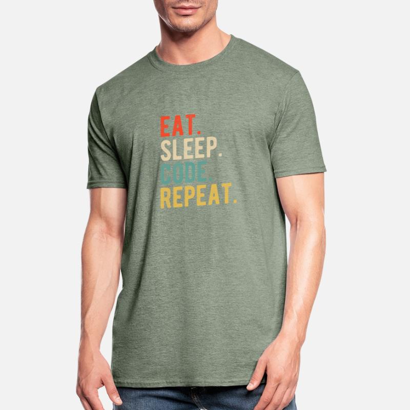 Eat Sleep Code Repeat Programmierer Nerd Retro Unisex Polycotton T-Shirt