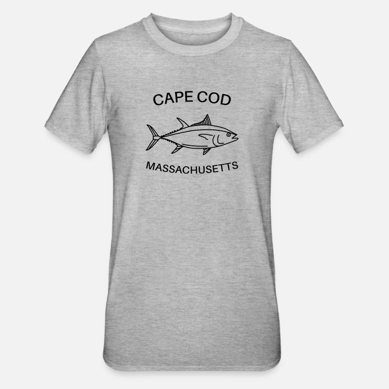 Cape Cod - Massachusetts États-Unis - Pêche - thon - T-shirt polycoton Unisexe - gris chiné