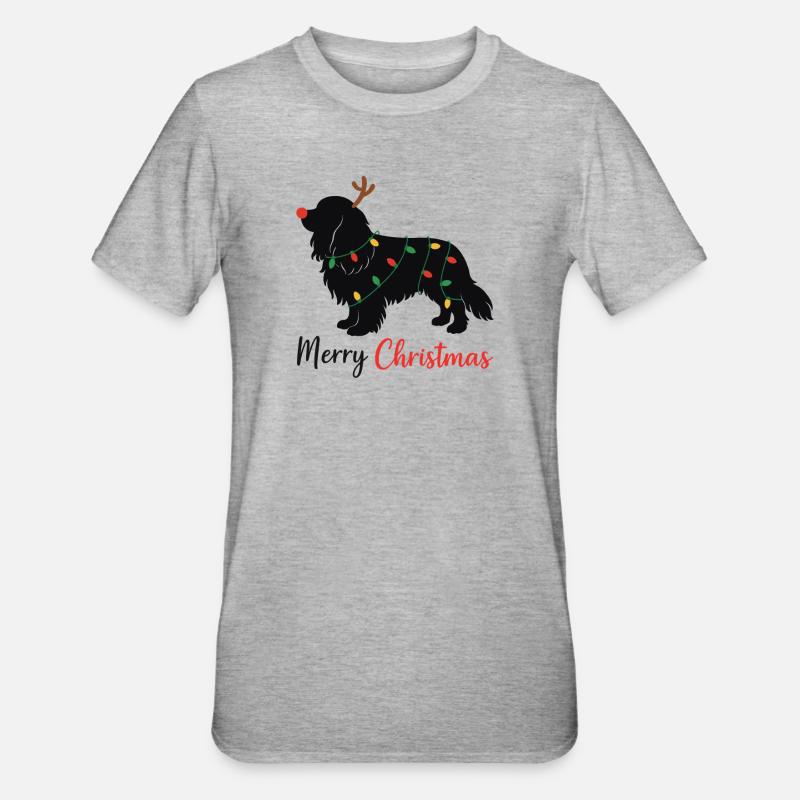 Cavalier King Charles Spaniel Noël Hiver - T-shirt polycoton Unisexe - gris chiné