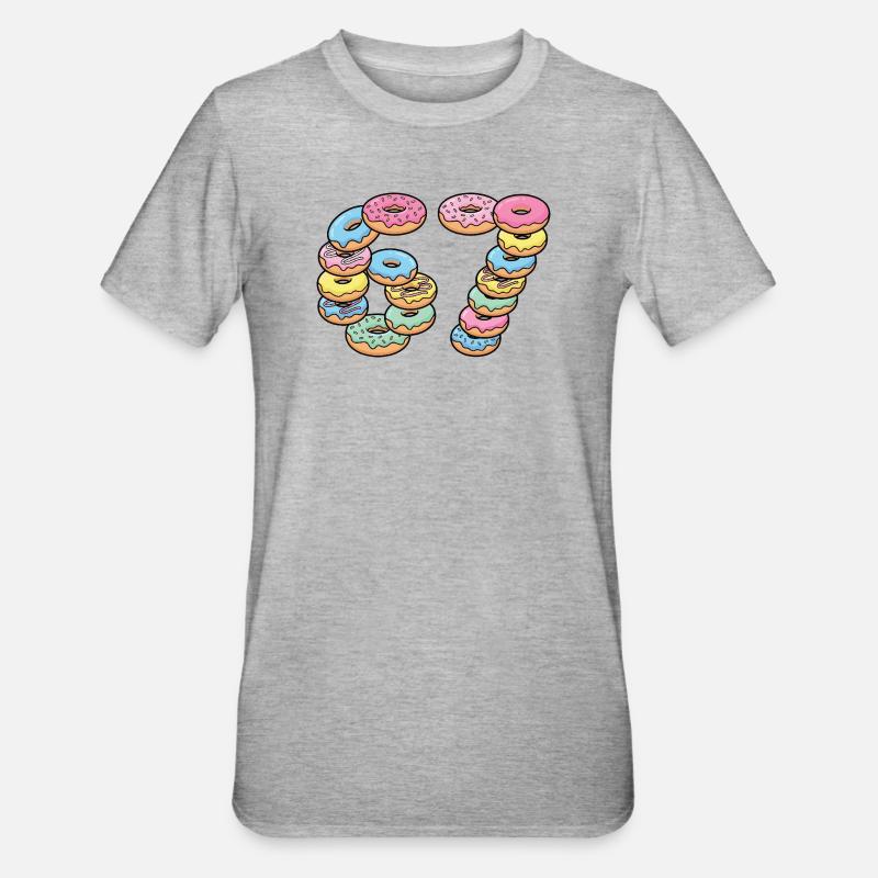 Pastel Donut Stack 67 Pattern - Unisex Polycotton T-Shirt - heather grey