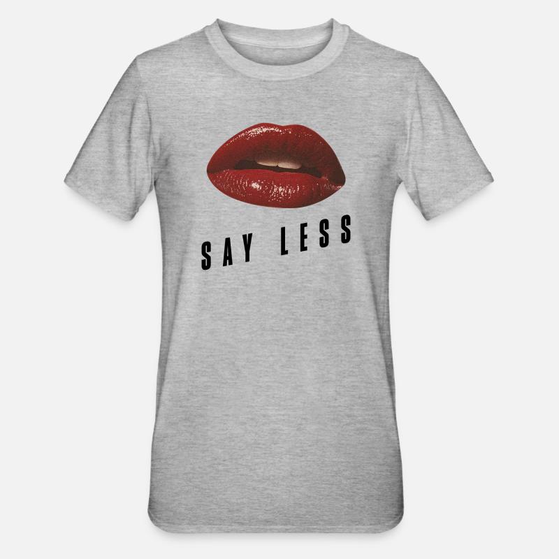 Red Lips Minimal – Déclaration audacieuse - T-shirt polycoton Unisexe - gris chiné