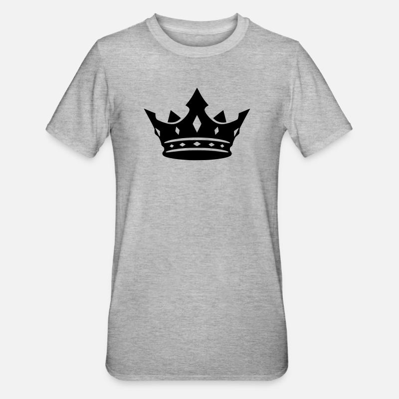 Crown Silhouette Black Cool Vector - Unisex Polycotton T-Shirt - heather grey