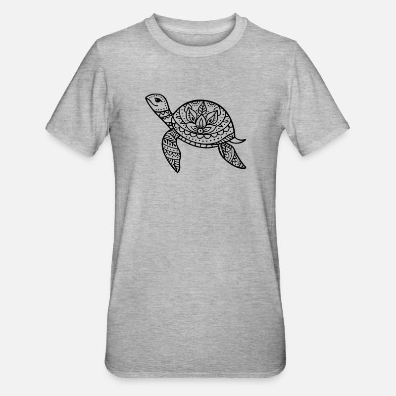 Boho turtle sea illustration Boho style - Unisex Polycotton T-Shirt - heather grey