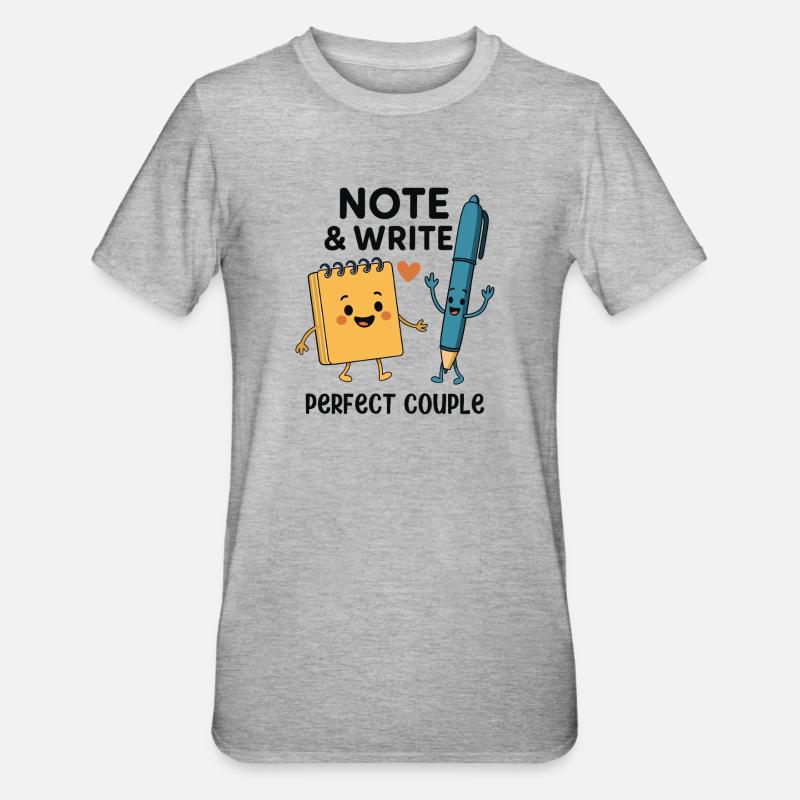 Note & Write Perfect Couple Fun Design - T-shirt polycoton Unisexe - gris chiné