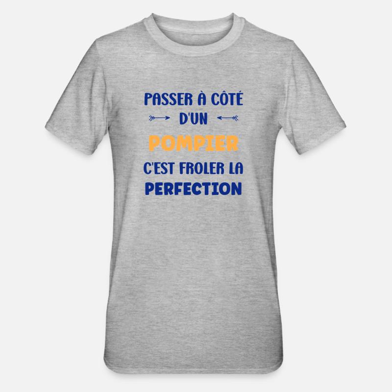 pompier - T-shirt polycoton Unisexe - gris chiné