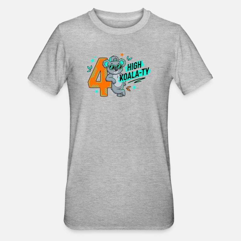 4e anniversaire de High Koala-Ty - T-shirt polycoton Unisexe - gris chiné
