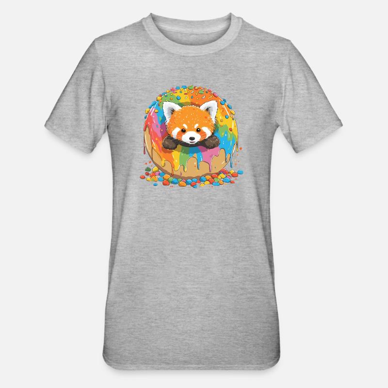 Regenbogen Donutfuchs - Unisex Polycotton T-Shirt - Grau meliert