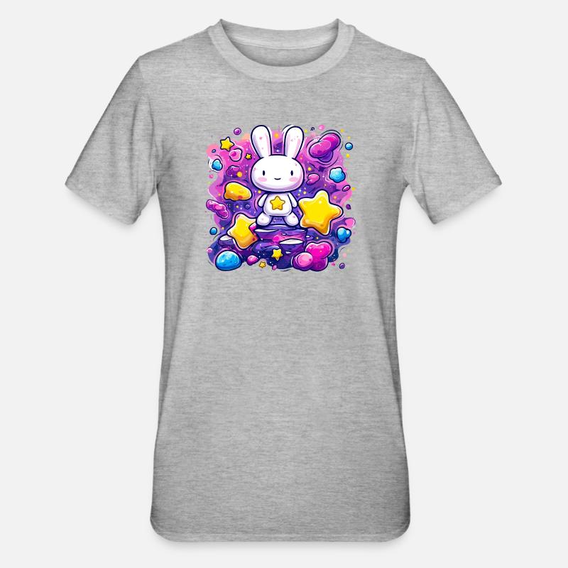 Lapin Étoile de l’Espace - T-shirt polycoton Unisexe - gris chiné
