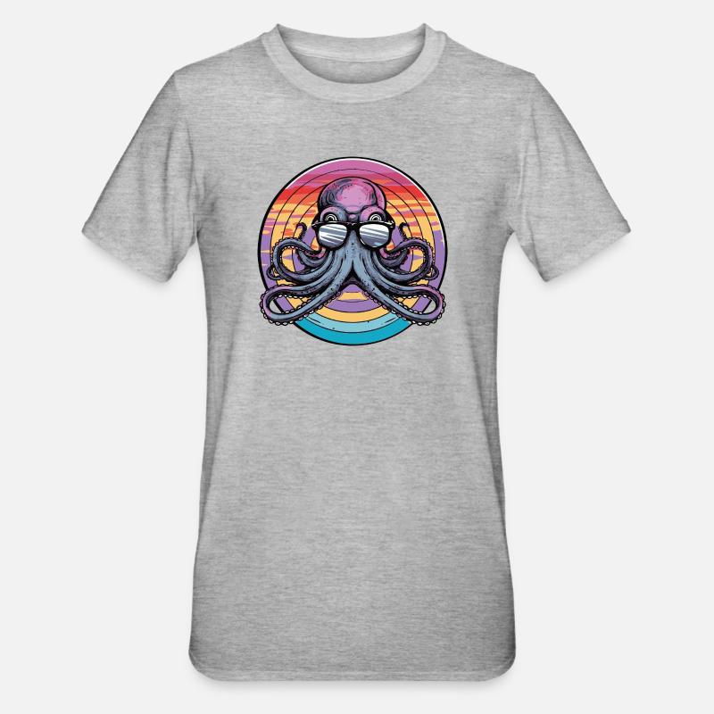 Octopus Retro Surf - T-shirt polycoton Unisexe - gris chiné
