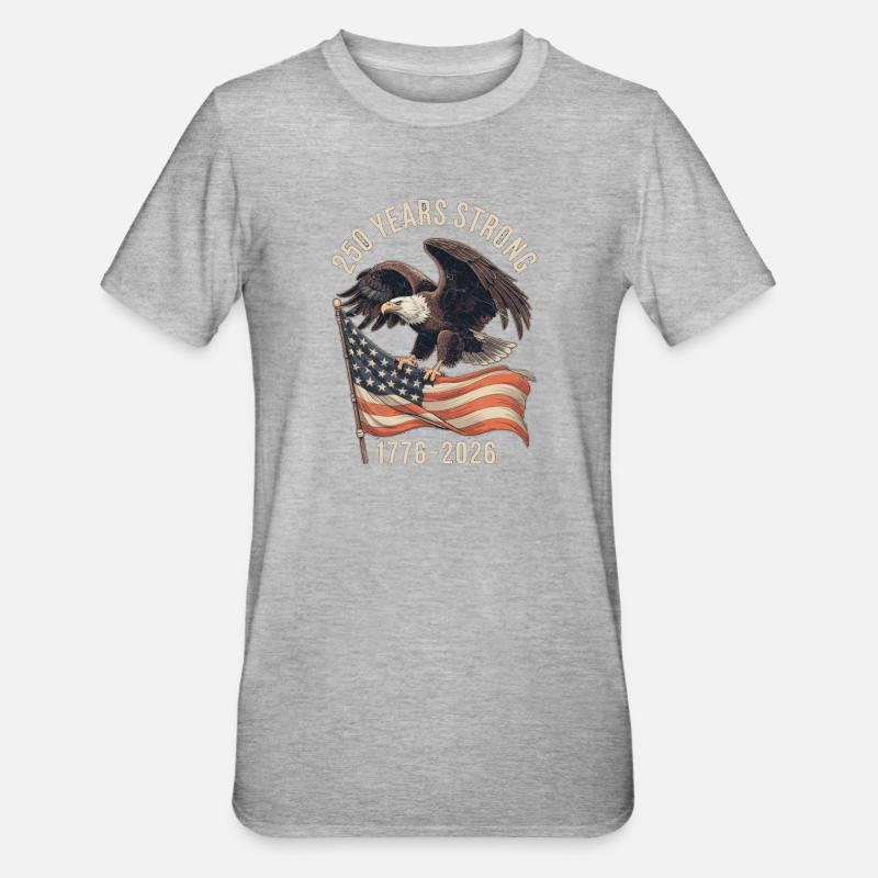 250 ans de force 1776–2026 - T-shirt polycoton Unisexe - gris chiné