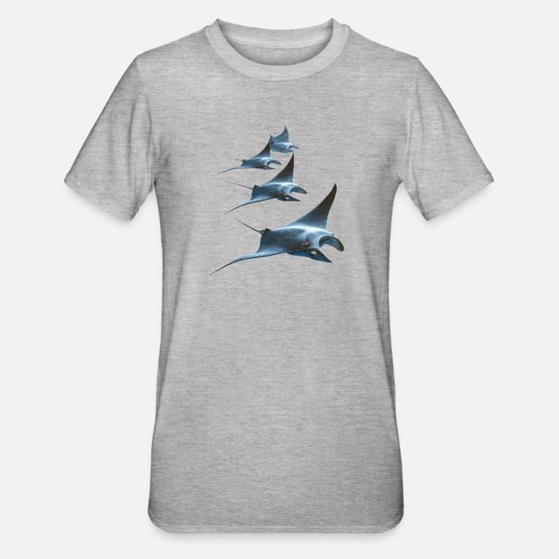 Manta Ray, Devil Ray, Stingray, Diver - Unisex Polycotton T-Shirt - heather grey