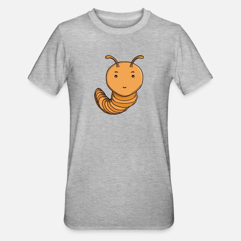 Mignonne Chenille Pourpre Pourpre Joyeuse Kawaii - T-shirt polycoton Unisexe - gris chiné