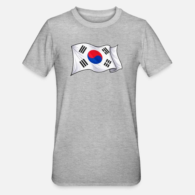 Drapeau sud-coréen - T-shirt polycoton Unisexe - gris chiné