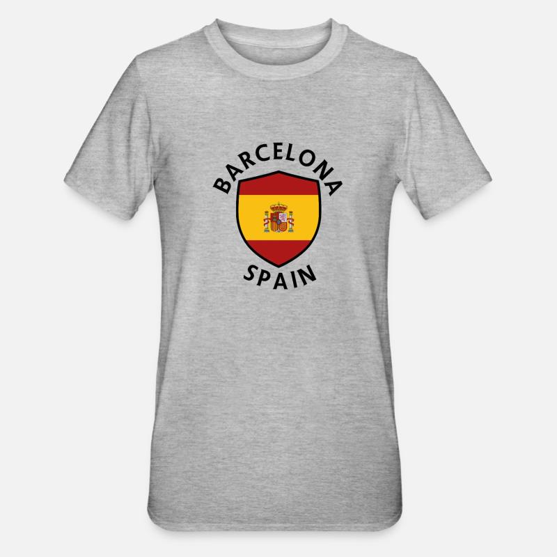 Bouclier de Barcelone, Espagne - T-shirt polycoton Unisexe - gris chiné