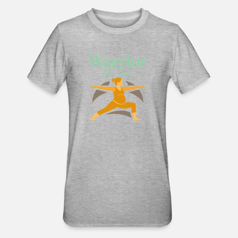 Vorgeburtliches Yoga Werdende Mutter - Unisex Polycotton T-Shirt - Grau meliert