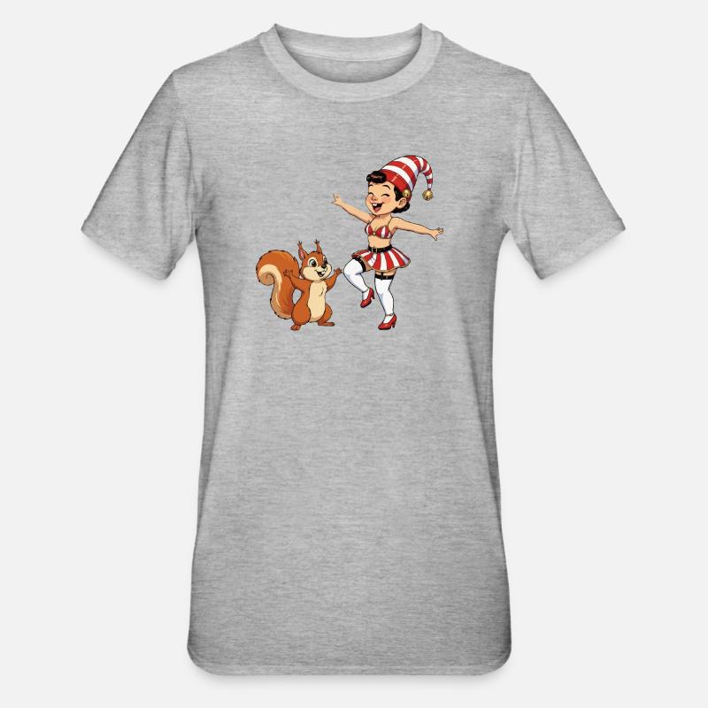 Leprechaun-Mädchen mit Eichhörnchen - Unisex Polycotton T-Shirt - Grau meliert