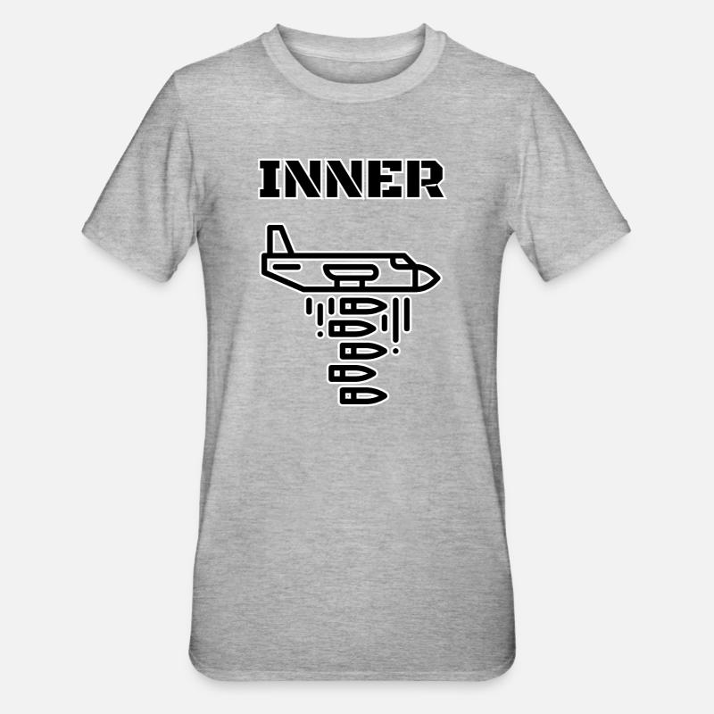 Inner War – Bombes d’avion Design graphique - T-shirt polycoton Unisexe - gris chiné
