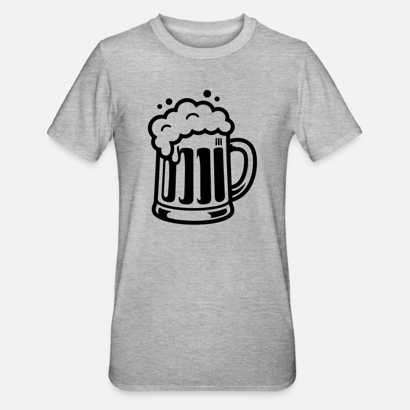 Bierkrug Comic Bier - Unisex Polycotton T-Shirt - Grau meliert