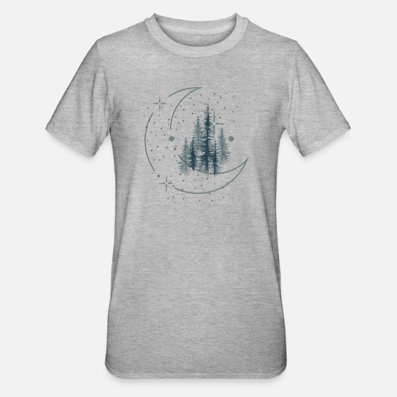 Ciel nocturne au-dessus de la forêt - T-shirt polycoton Unisexe - gris chiné