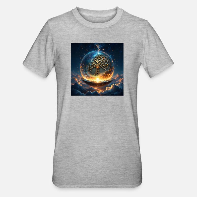 Arbre de l’Orbe Céleste - T-shirt polycoton Unisexe - gris chiné