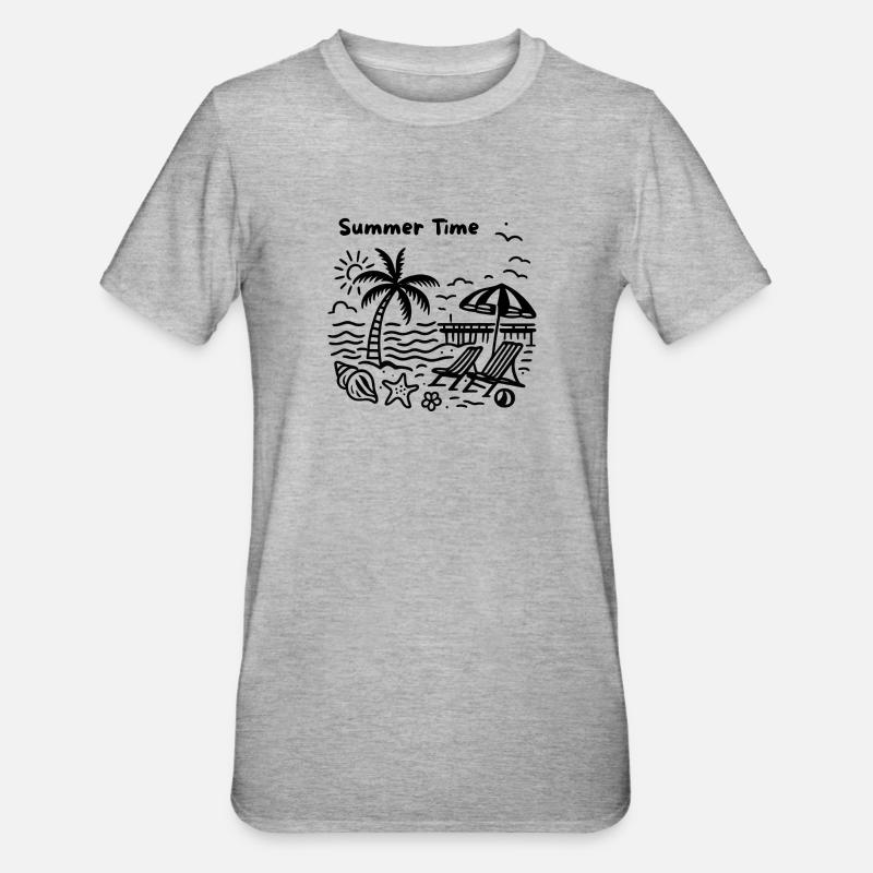 Conception de la plage - T-shirt polycoton Unisexe - gris chiné