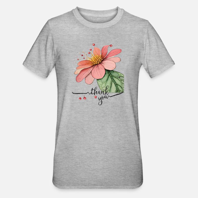 Fleur délicate, merci - T-shirt polycoton Unisexe - gris chiné