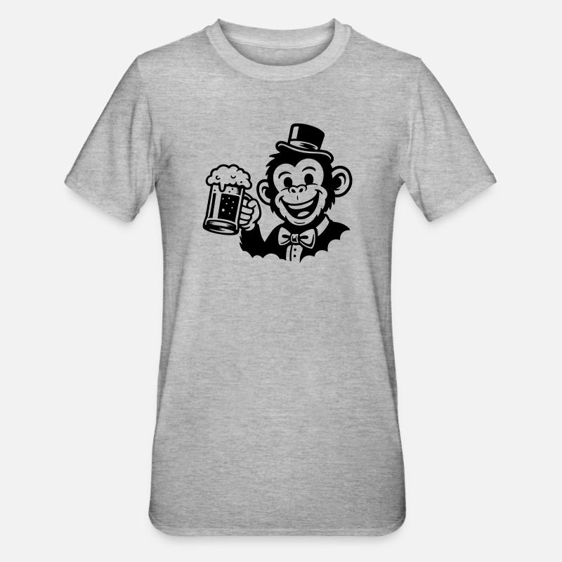 Affe Bräutigam Junggeselle - Unisex Polycotton T-Shirt - Grau meliert